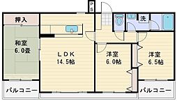 レジデンスふじみ野1号棟 3LDKの間取図画像