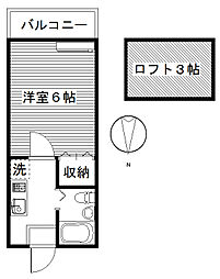 シャルマン日高 1階1Kの間取り