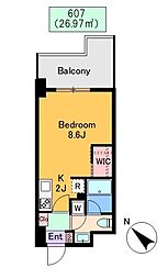 CREDO新横浜 1Kの間取図画像