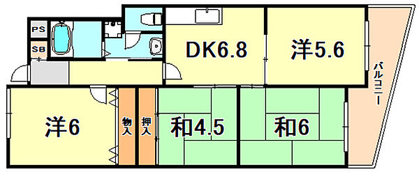 フォルム高羽 102｜兵庫県神戸市灘区高羽町２丁目(賃貸マンション4DK・1階・61.61㎡)の写真 その2