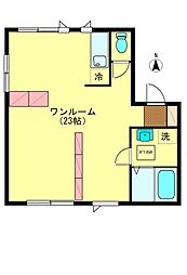 むさし野ハイツ1 ワンルームの間取図画像