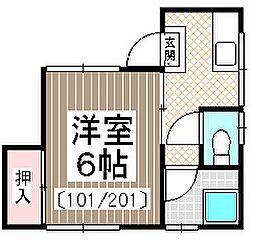 アーバン松香台 管理 1階1Kの間取り
