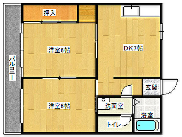 広島県広島市安芸区船越２丁目(賃貸マンション2DK・2階・37.34㎡)の写真 その2