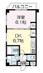 Sea　Spring 　１ 4階1DKの間取り