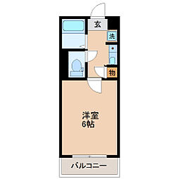 グリーンフォレストあさみ 3階1Kの間取り