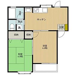 スペースシルキーナ 2階2DKの間取り