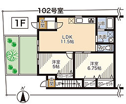 ジョイアネックス 1階2LDKの間取り