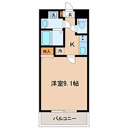 CITY連坊7 1Kの間取図画像