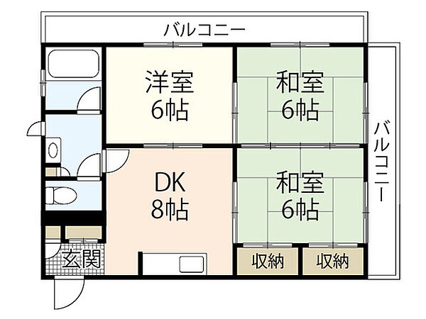 久都内マンション ｜広島県広島市南区宇品神田2丁目(賃貸マンション3DK・2階・55.00㎡)の写真 その2