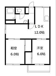フレグランス生実 2階2LDKの間取り