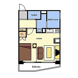 レジディア御茶ノ水（Aタイプ） 606 6階ワンルームの間取り