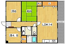 サンヒルズI 2階3LDKの間取り