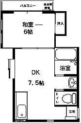 ＳＧハイツIII 1階1DKの間取り