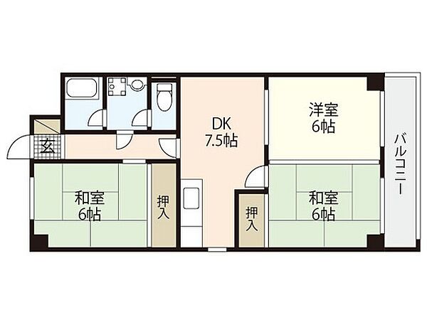 コーポ井口台 ｜広島県広島市西区井口台1丁目(賃貸マンション3DK・4階・62.72㎡)の写真 その2