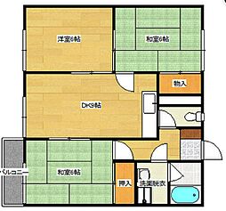 JR芸備線 矢賀駅 徒歩29分の賃貸マンション 1階3LDKの間取り