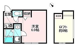 プリマ二番館 ワンルームの間取図画像
