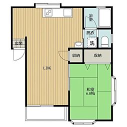 スペースシルキーナ 2階1LDKの間取り