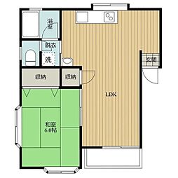 スペースシルキーナ 1階1LDKの間取り