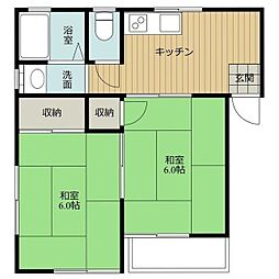 シルキー1 2DKの間取図画像