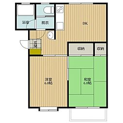 グリーンビレッジC 2DKの間取図画像