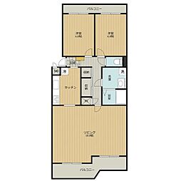 ヴィラ北村 2LDKの間取図画像