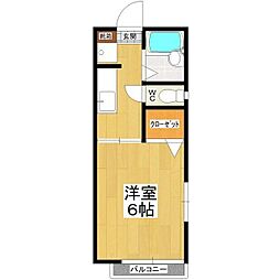 クレールハイム 1Kの間取図画像