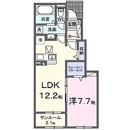 エトワール　Ａ（上稲吉） 1階1LDKの間取り