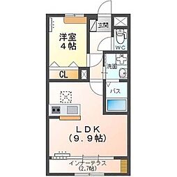 エトワール・つむぎ 1階1LDKの間取り