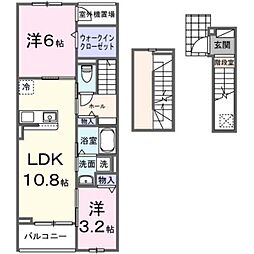 ヒカルサ土浦神立ウエスト 3階2LDKの間取り