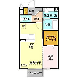 Bonheur Soleil（ボナール ソレーユ） 2階1LDKの間取り