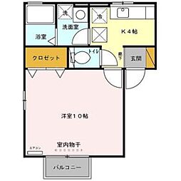 アクシス真鍋 1階1Kの間取り