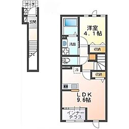 イストワールB 2階1LDKの間取り