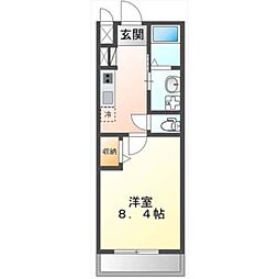 Ｇｒｅｅｎ　ＣａｌｍVII(グリーンカーム7) 2階1Kの間取り