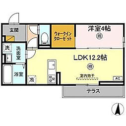 アウローラ（東真鍋） 1階1LDKの間取り
