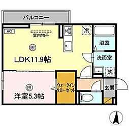 アウローラ（東真鍋） 3階1LDKの間取り