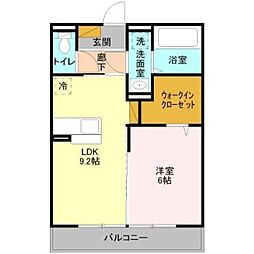 クレア神立 1LDKの間取図画像