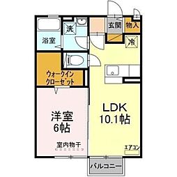 メゾン・ド・グラシャス 2階1LDKの間取り
