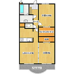 エテルノ・ティエラII 3階2LDKの間取り