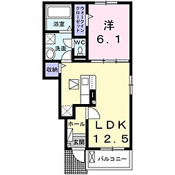 ラーベ 1階1LDKの間取り