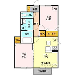 グランドゥールレジデンス 1階2LDKの間取り