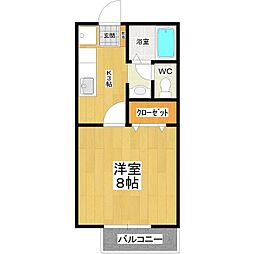 オークビレッジA 1Kの間取図画像