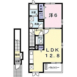 エルシオンIII 2階1LDKの間取り