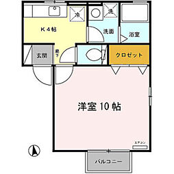 アクシス真鍋 1Kの間取図画像
