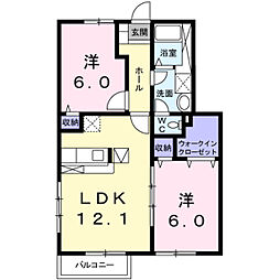 グリシーヌ・パレ2A 2LDKの間取図画像