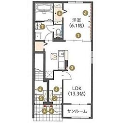 エヌワン 1LDKの間取図画像