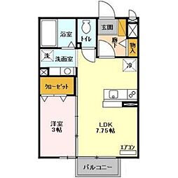 セジュール水彩 1LDKの間取図画像