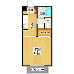 ラフォーレ3たかつのおか 1Kの間取図画像