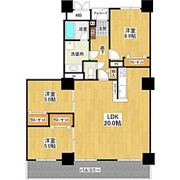ソリッドタワー 3LDKの間取図画像
