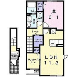 レジデンシアB 1LDKの間取図画像