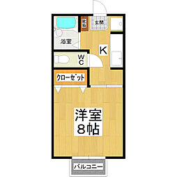 シェリールマナベ 1Kの間取図画像